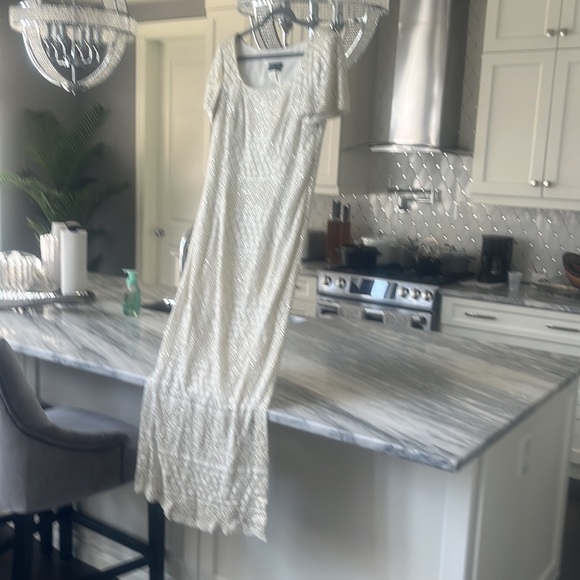 Vintage mother  of the bride floor length gown cream gold lace crochet effect - Picture 17 of 17